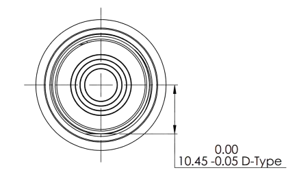 PTF-22-PDC front view dimensional drawing — D-type, 10.45mm