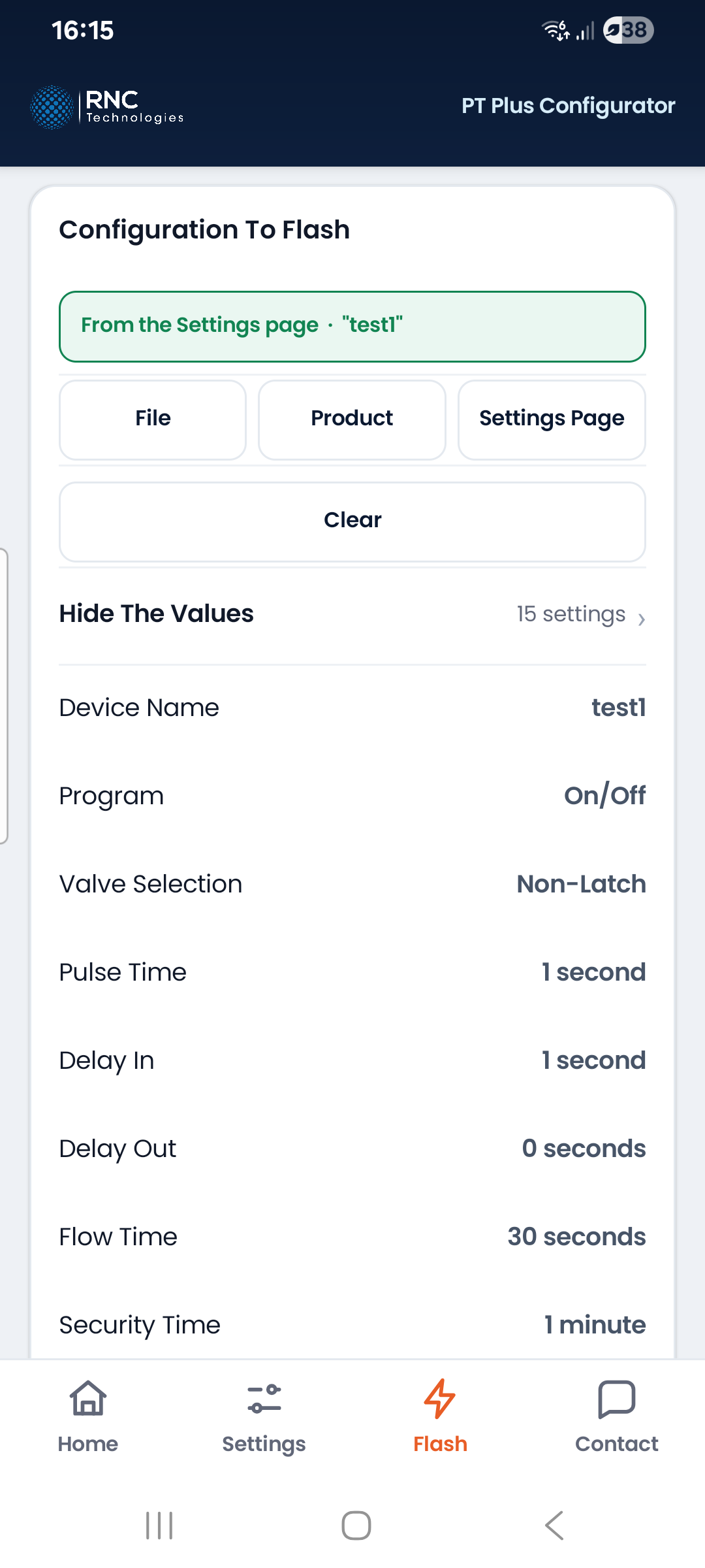 Nothing pinned: the Settings page is used